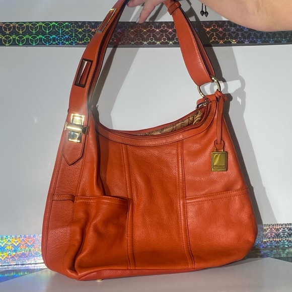 Tignanello Handbags - Tignanello Bold Orange Leather Hobo Shoulderbag